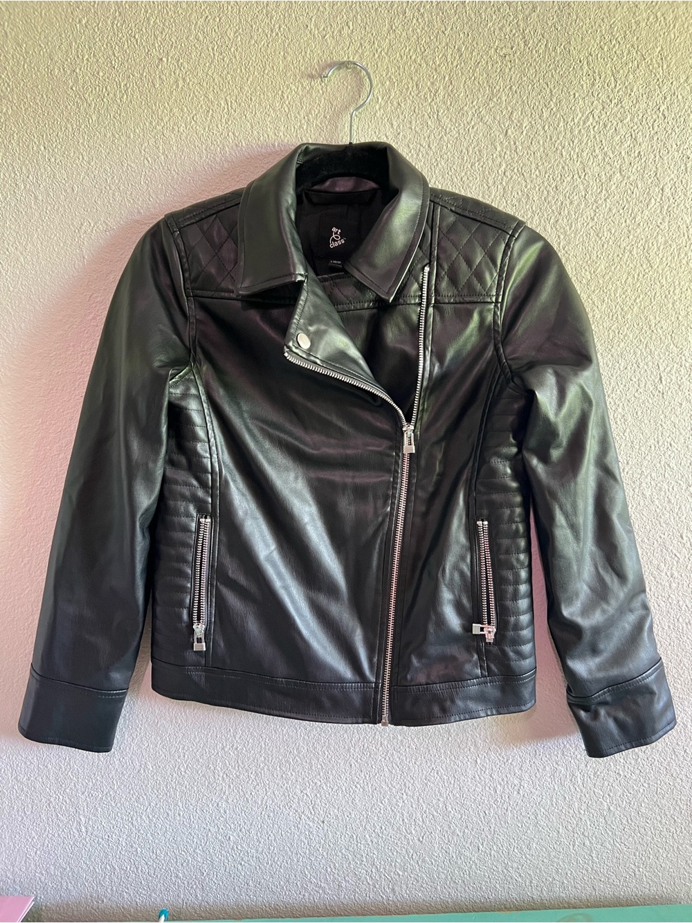 art class Black Quilted Faux Leather Moto Jacket